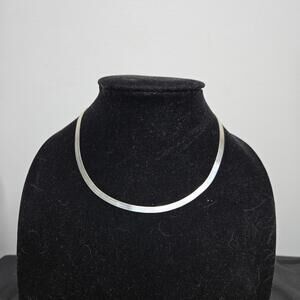 Sterling Silver Herringbone Chain Thick Necklace 925 Italy 18" Flat Link 10g